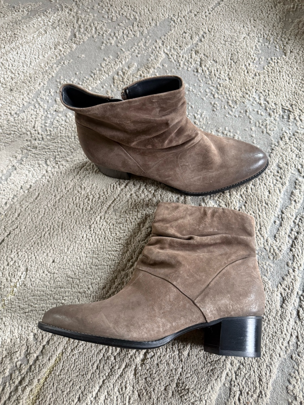 Paul Green Brianna slouchy tan brown leather ankle boots booties block heel 7.5
